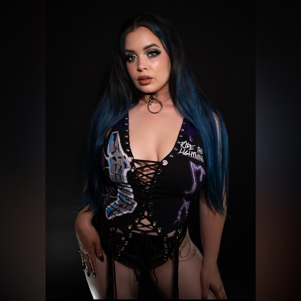 Black and Purple Custom Metallica Lace-Up Top